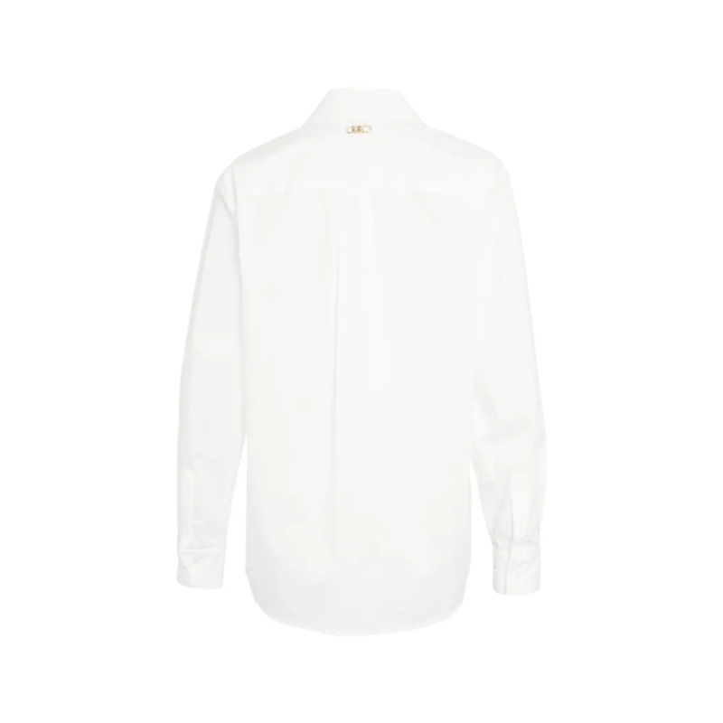 MICHAEL Michael Kors Blouse Straight-Cut Cotton Blouse With Traditional Collar White