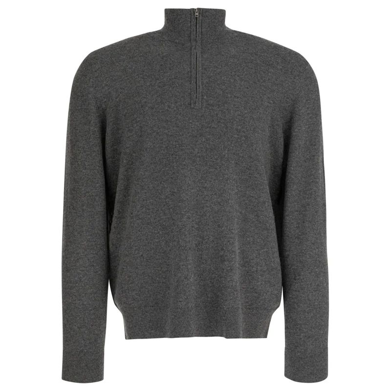 Vince Pullover Cashmere Sweater With Half Zipper Grey