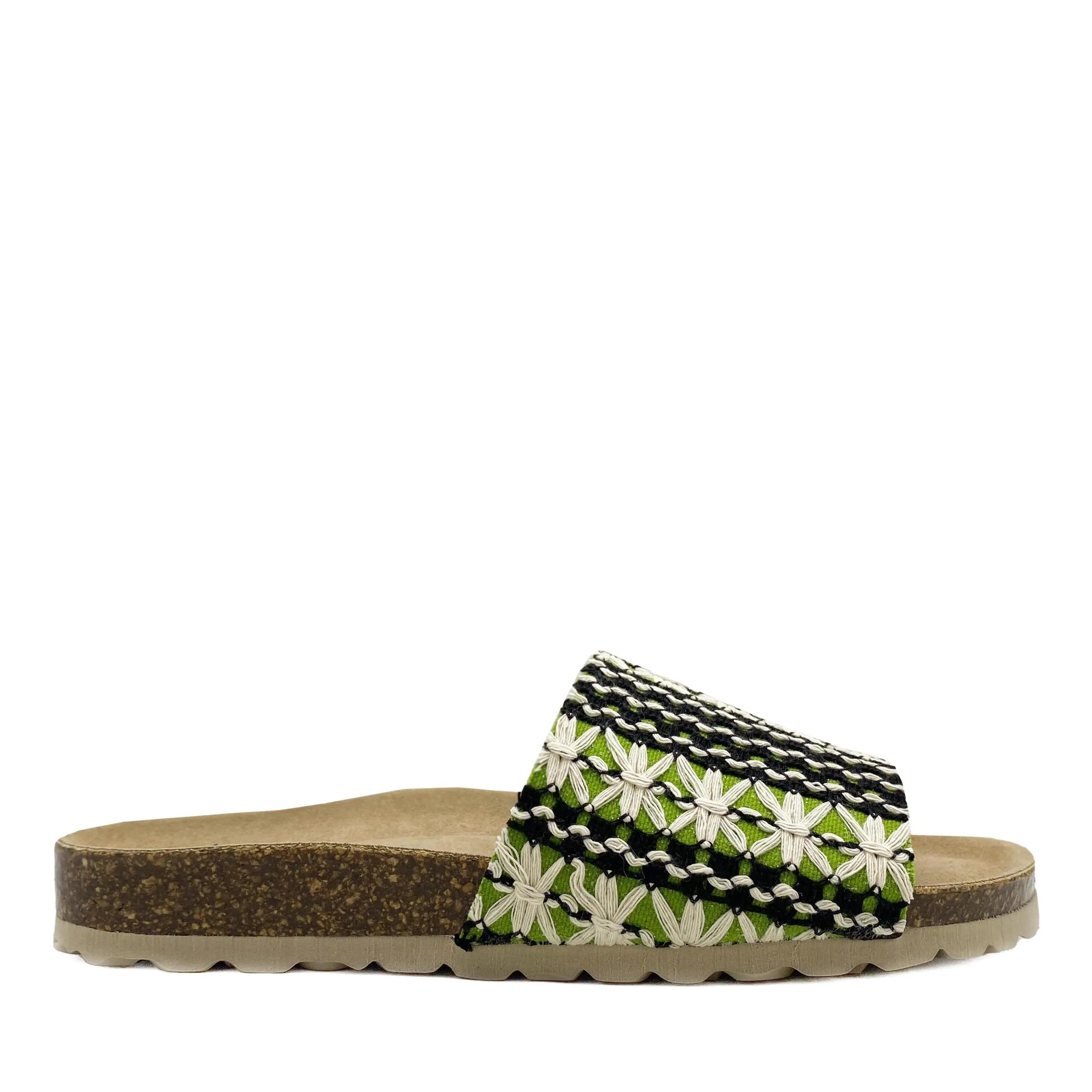 thies Sneakers - thies 1856 ® Eco Boho Pool Slide vegan green (W/X) - Gr. 41 (EU) - in Bunt - für Damen