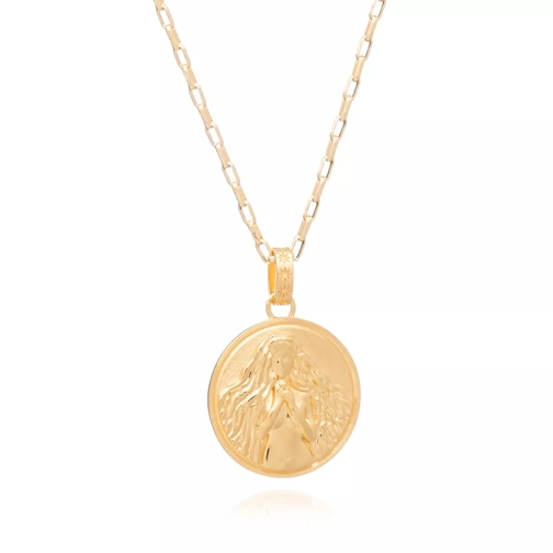 Rachel Jackson London Statement Virgo Zodiac Art Coin Long Necklace  Yellow Gold Medium Halsketting