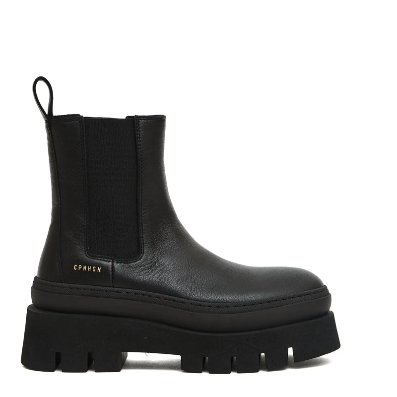 Copenhagen Bottes Black Leather High-Top Beatles Boots Black