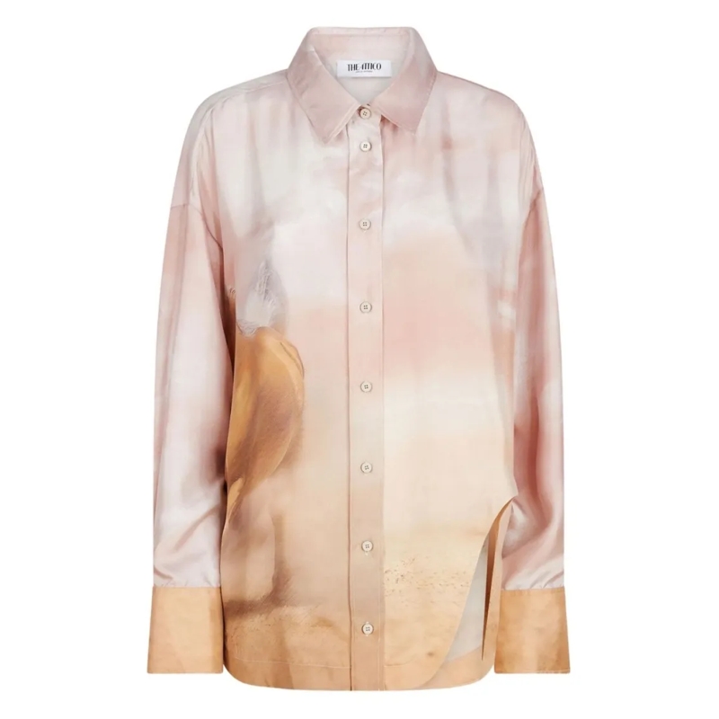 The Attico Overhemd Silk Twill Diana Shirt Neutrals