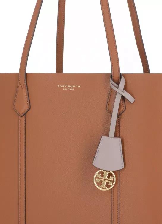 TORY BURCH Shoppers Brown Pebbled Leather Shoulder Bag in bruin