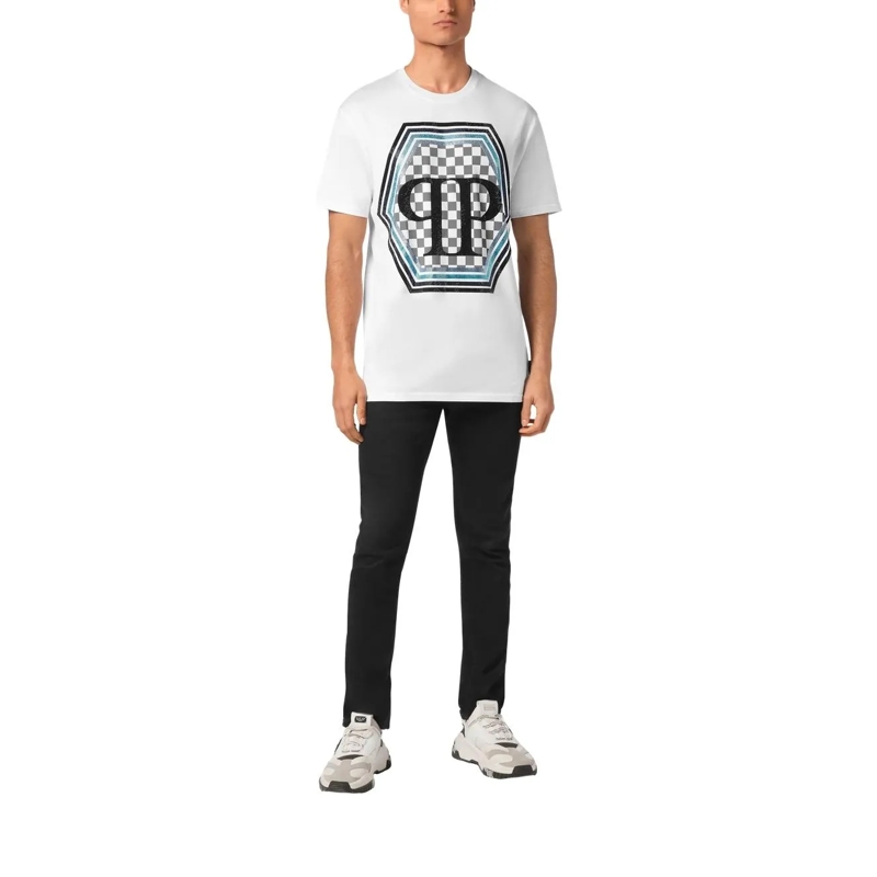 Philipp Plein T-Shirt T-Shirt Hexagon Mit Schmucksteinen weiss(Image 3)