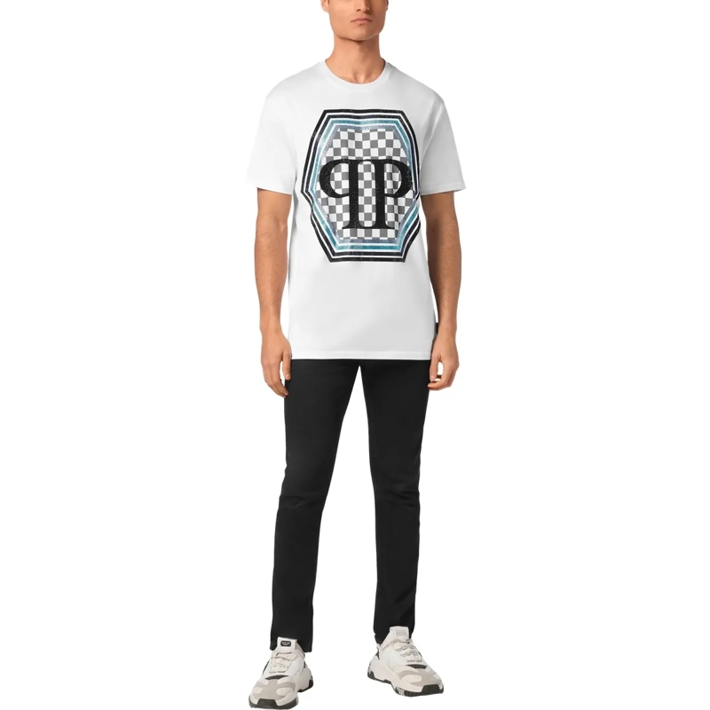 Philipp Plein T-Shirt T-Shirt Hexagon Mit Schmucksteinen weiss(Image 4)