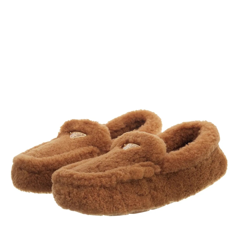 Prada Ballerinas Loafer With Shearling Caramel(Image 8)