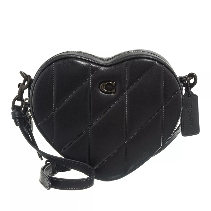 COACH Black Quilted Leather Heart Crossbody Bag