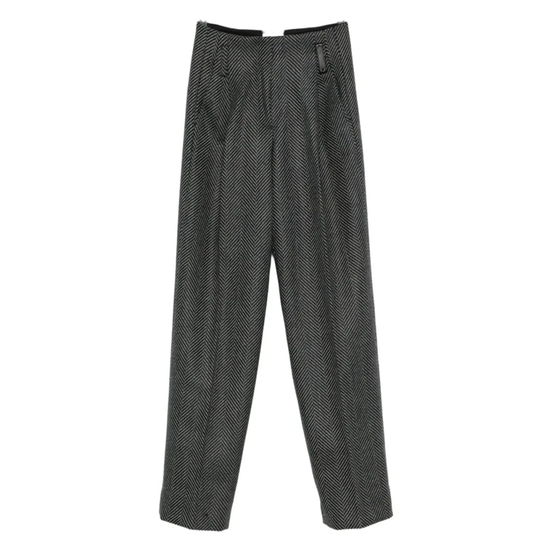 Forte Forte  Tailored Herringbone Grey Pants In Virgin Wool Grey