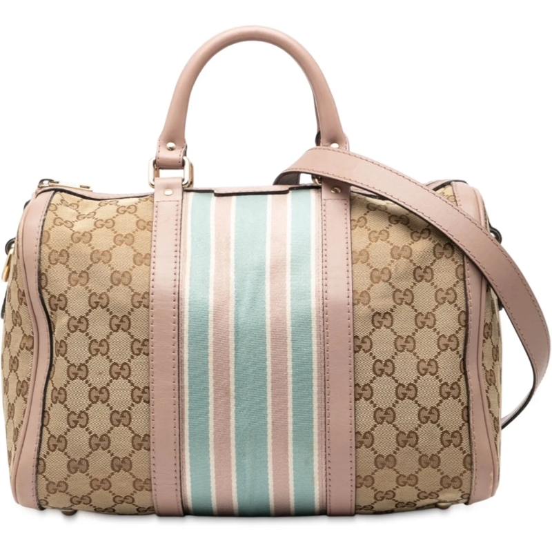 Gucci Schultertasche Medium GG Canvas Web Joy Boston Bag braun