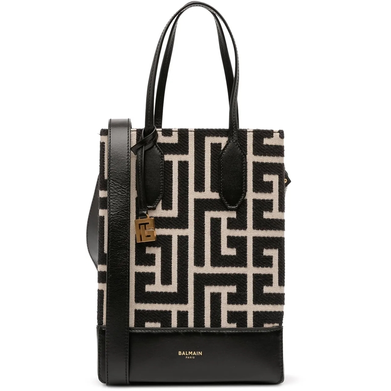 Balmain Schultertasche Maxi Monogram Jacquard North South Shopping Tote braun