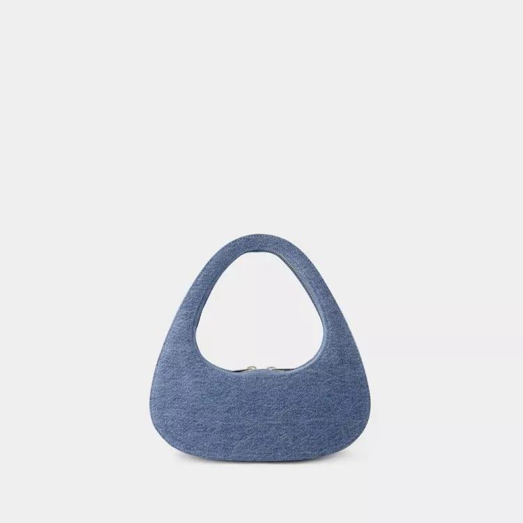 Coperni Crossbody bags Swipe Baguette Bag Canvas Washed Blue in blauw