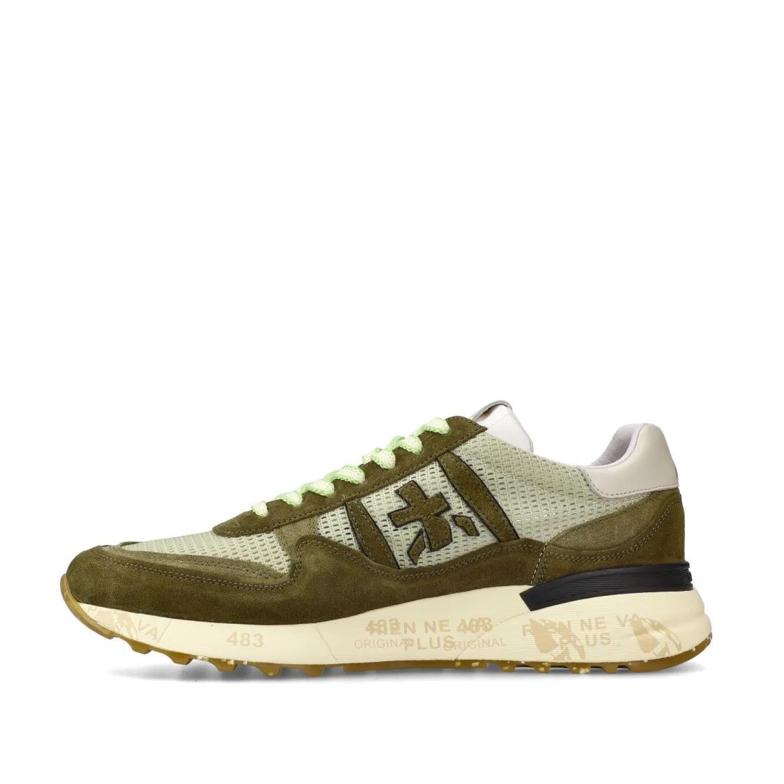 Thumbnail - Premiata Low-Top Sneaker - Landeck Sneakers In Green Suede And Natural Mesh F - Gr. 44 (EU) - in Grün - für Damen