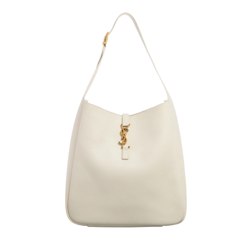 Saint Laurent Ysl Large Le 5A7 Cream Soft Hobo Bag