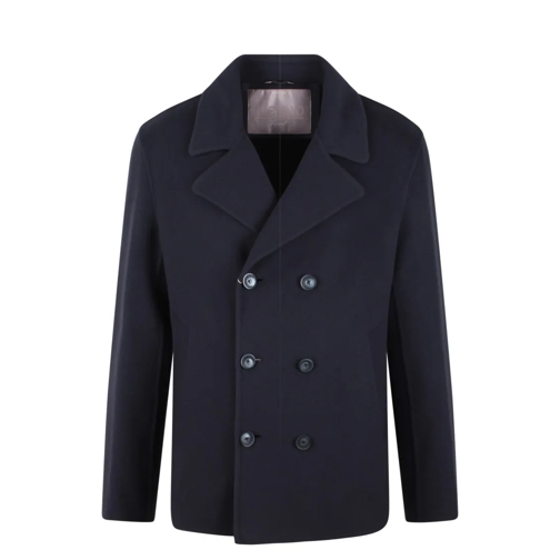 Herno New Modern Double Resort Pea Coat Black Blazer