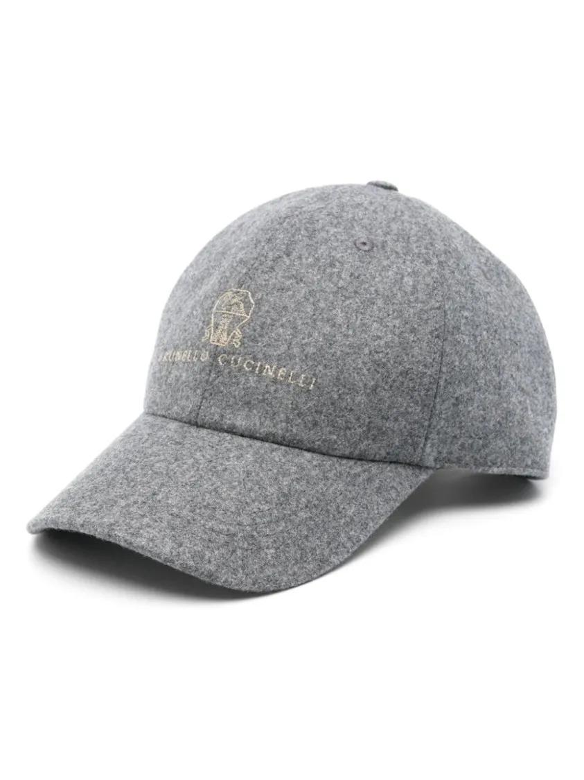 Brunello Cucinelli Mützen - Hat With Logo - Gr. M - in Grau - für Damen