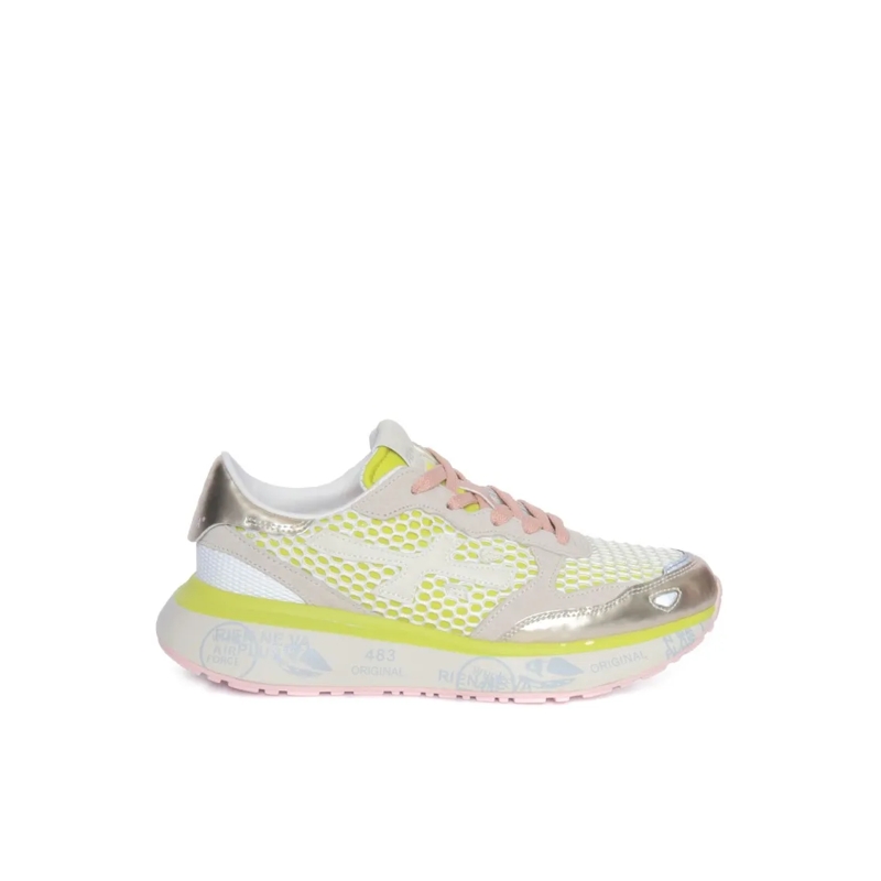 Premiata Low-Top-Sneaker Breathable Mesh Sneakers With Metallic Accents Yellow