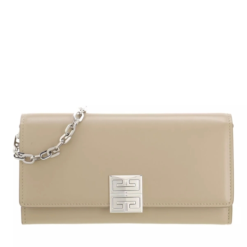 Givenchy 4G Chain Wallet Leather Beige Portemonnee Aan Een Ketting