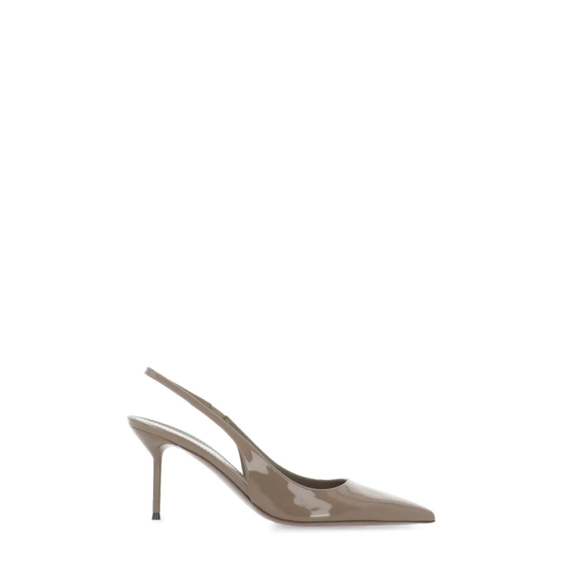 Paris Texas Escarpins Pointed Arrow Toe Slingback In Glossy Patent Finis Brown