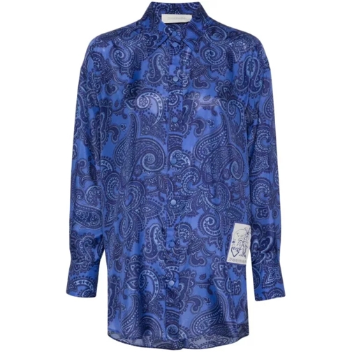 Zimmermann Ottie Silk Shirt Blue 