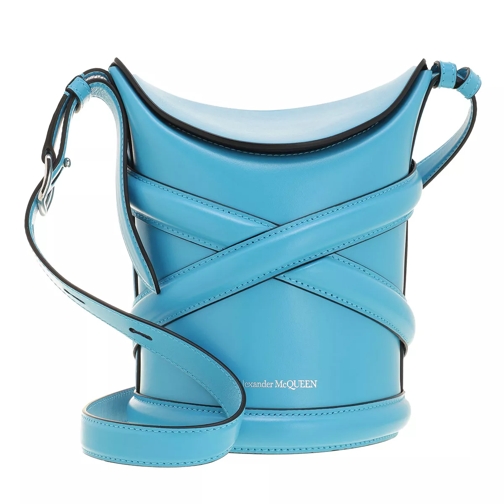 Alexander McQueen The Curve Bucket Bag Leather Blue Bucket Bag
