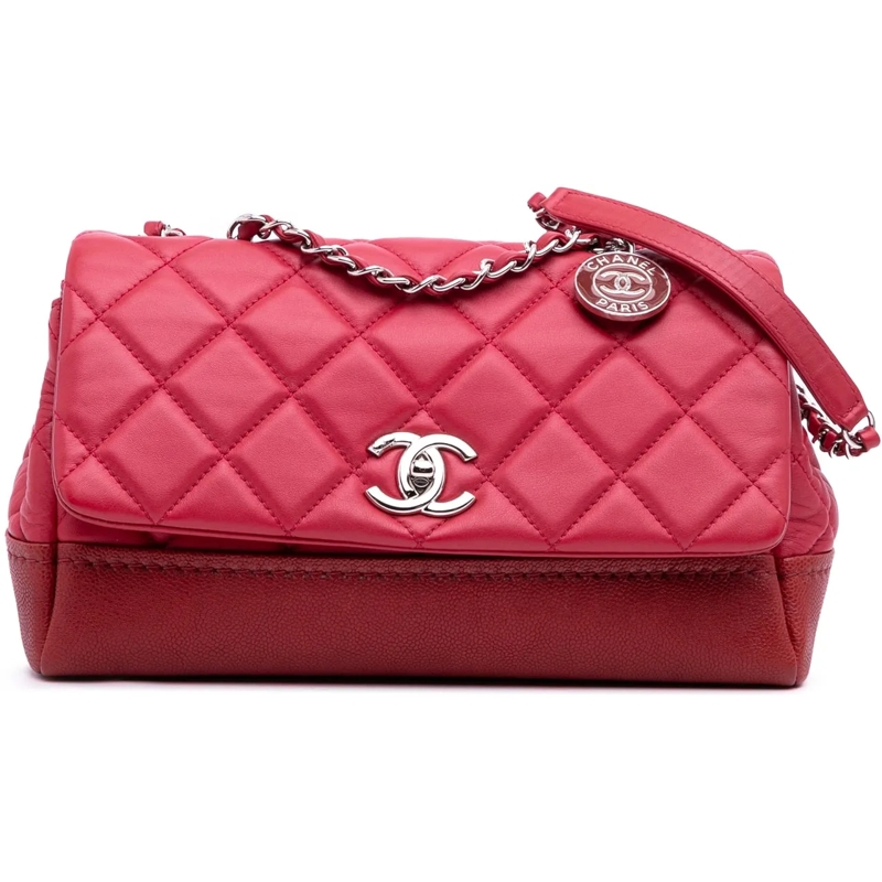 Chanel Sac à bandoulière Medium Quilted Lambskin and Caviar Bi Coco Flap rot