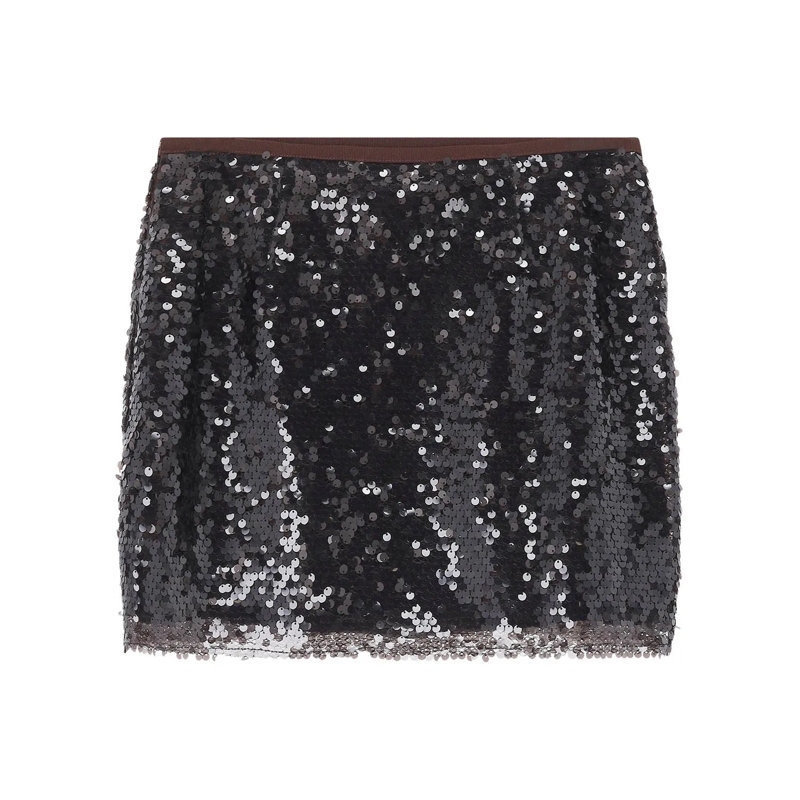 Roberto Collina Pull Minirock mit Pailletten braun(Image 2)