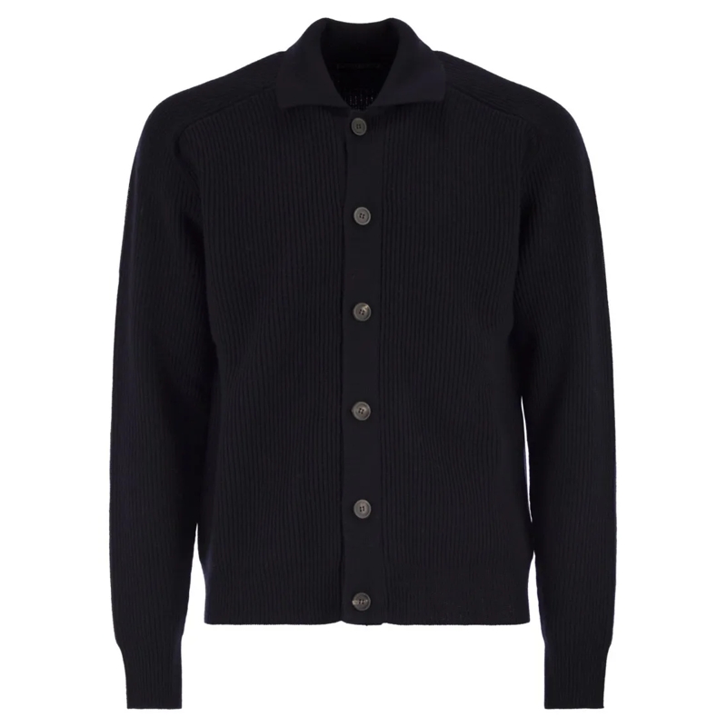 Peserico Vest English Ribbed Wool Cardigan Blue