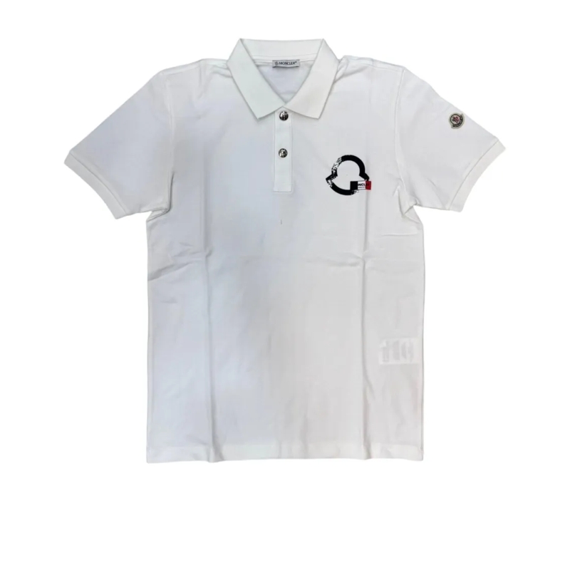 Moncler Polohemd Short-Sleeve Polo Shirt With Traditional Collar White