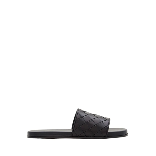 Bottega Veneta Schnürschuhe Intreccio Leather Slippers Black