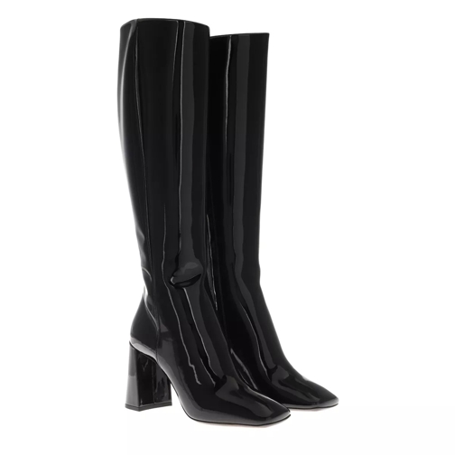 Prada Boot 85 Heel Patent Leather Black Stiefel
