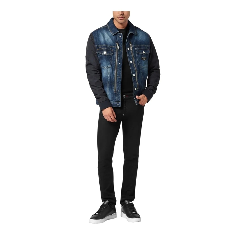 Philipp Plein Übergangsjacke Denim-Jacke College dunkel-blau(Image 2)