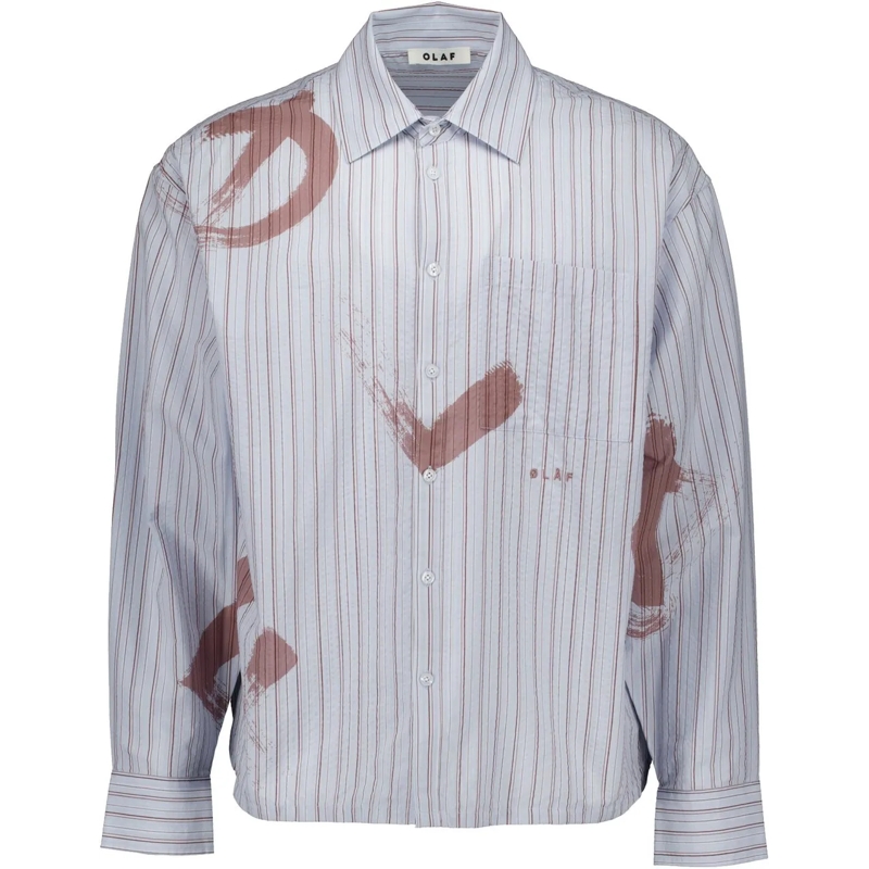 ØLÅF  Olaf Brushstroke Logo Stripe Ls Shirt Lange Mouw O blau