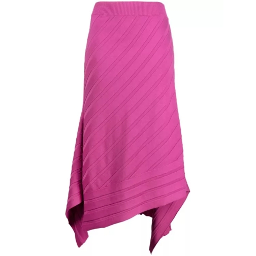 Stella McCartney  Pink Asymmetric Rib Knit Midi Skirt Pink