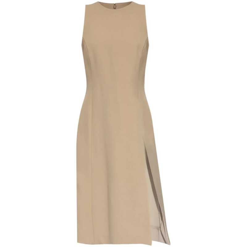 AMI Paris Midi-jurk Beige Virgin Wool Midi Dress Neutrals