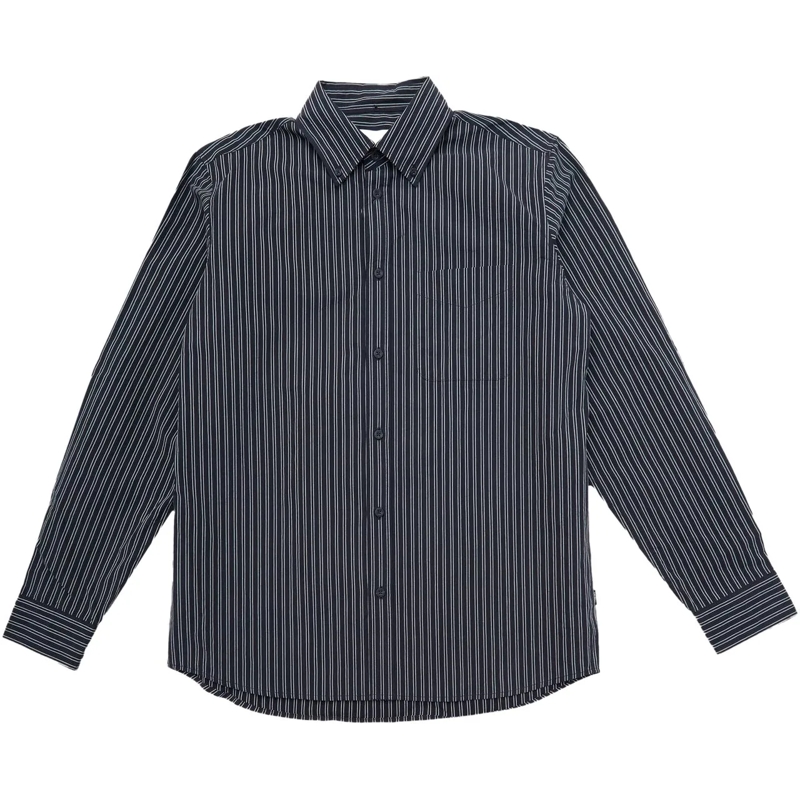 Les Deux Haut décontracté Camicia Kent Stripe Poplin Nera schwarz