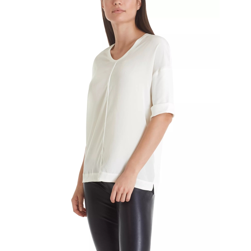 Marc Cain Legeres Oberteil Blusenshirt aus Baumwoll-Mix Weiß(Image 4)