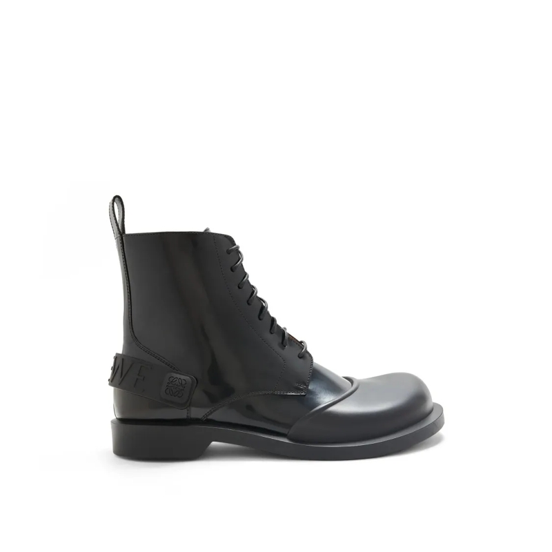 Loewe Bottes Leather Lace-Up Boots Black