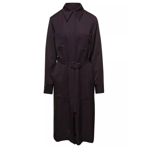 Jil Sander Brown Belted Coat With Classic Collar In Viscose T Brown 