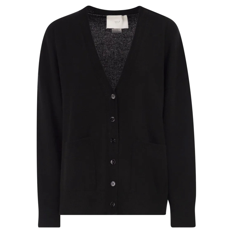 Vanise Vest V-Neck Cashmere Cardigan With Dropped Shoulders Black