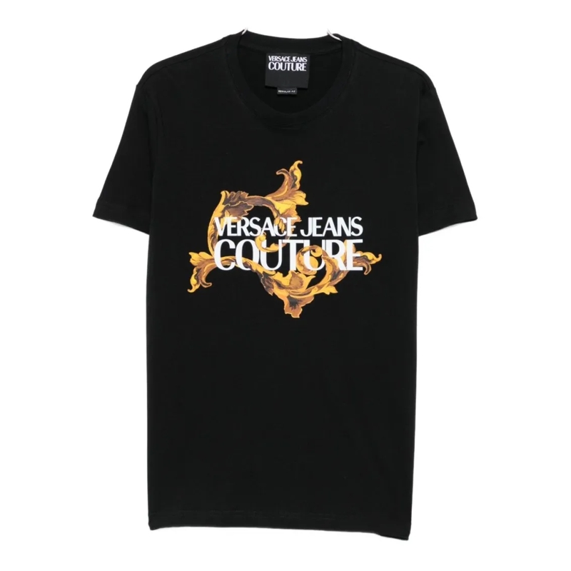 Versace Jeans Couture T-Shirt Black Short-Sleeve T-Shirt With Graphic Print Black