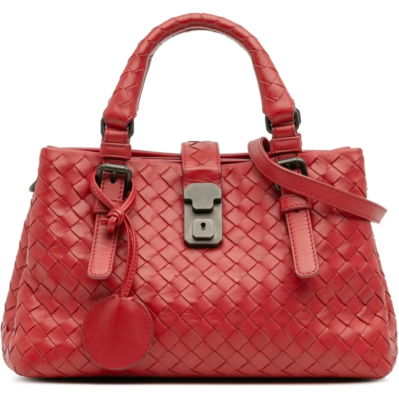 Bottega Veneta Schultertasche Mini Nappa Intrecciato Roma Satchel rot