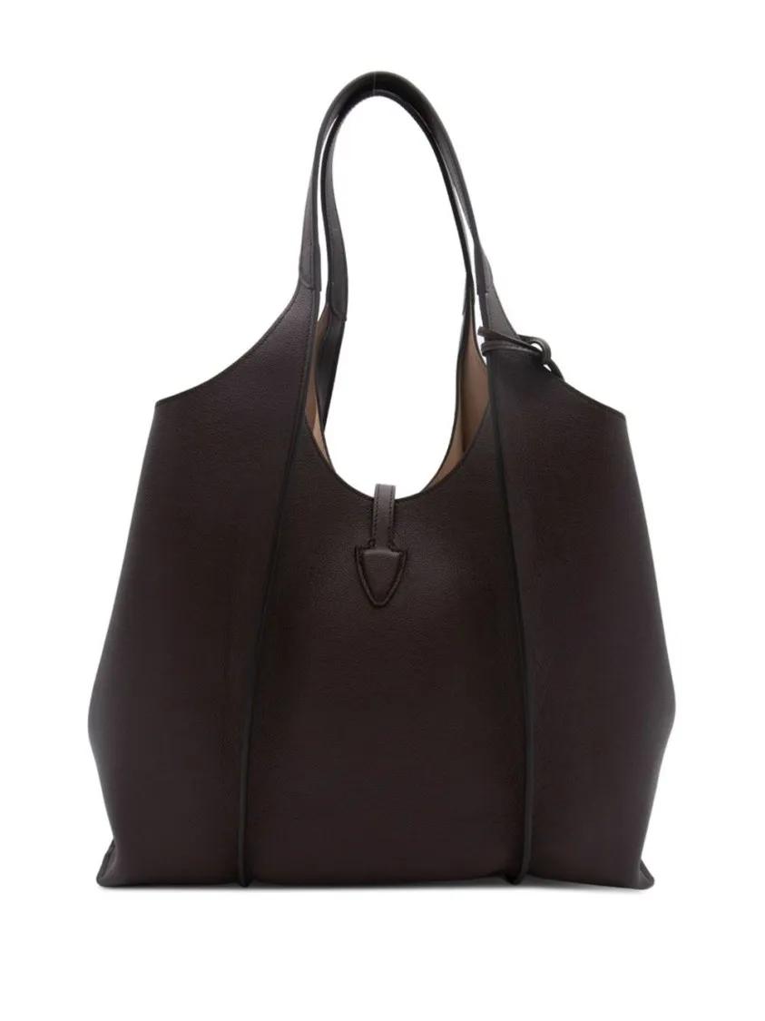 TOD'S Totes & shoppers Structured Black Tote Bag With T-Shaped Accent in zwart