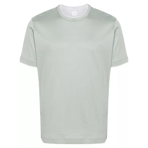 Eleventy Layered Cotton T-Shirt Green 