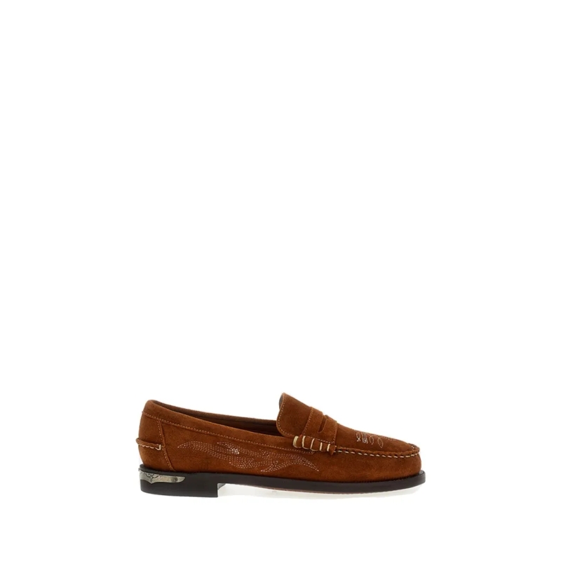 Sebago Loafer Brown Suede Loafers With Decorative Stitching Brown