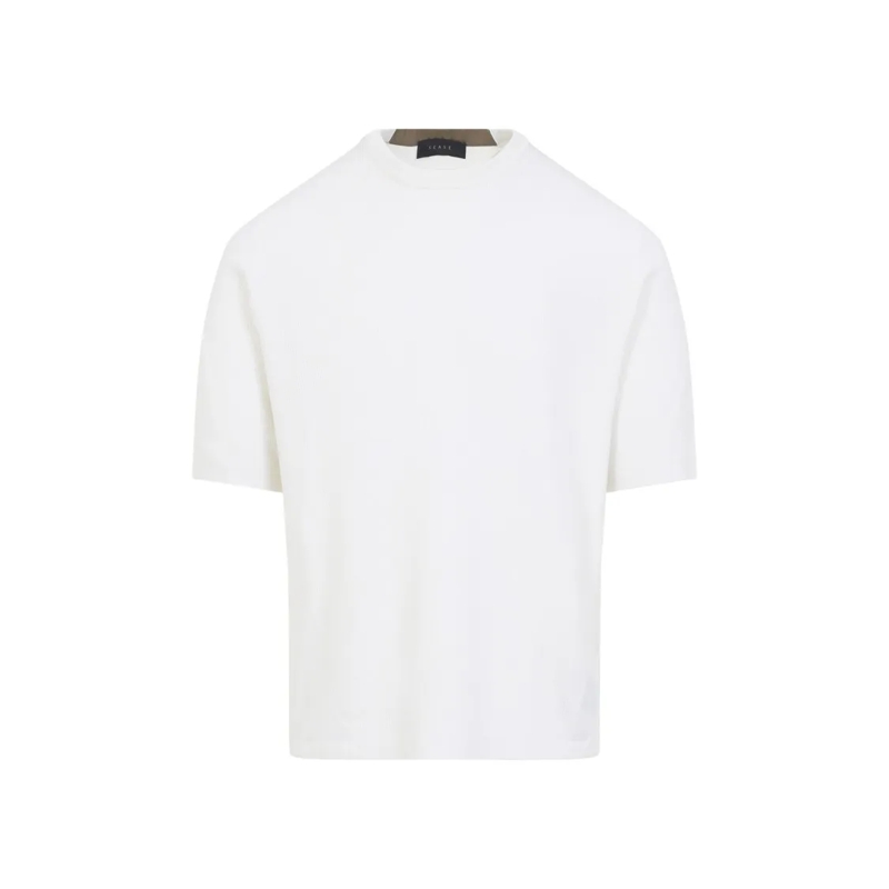 Sease T-shirt Minimalist Virgin Wool T-Shirt With Subtle Ribbing White