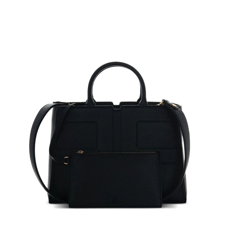 Elisabetta Franchi Fourre-tout Structured Black Handbag With Versatile Carrying O Black