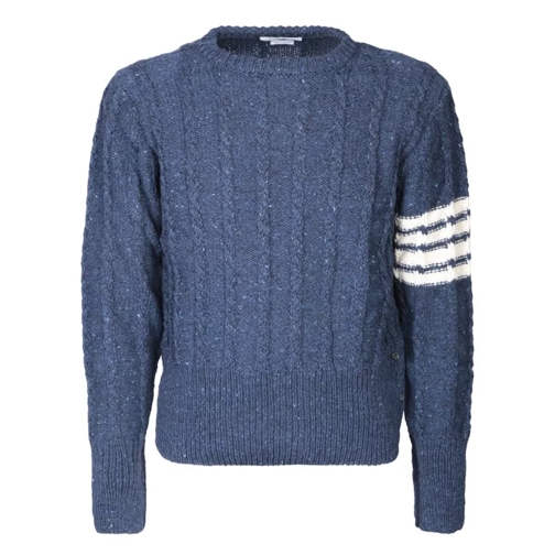 Thom Browne Striped Details Pullover Blue 