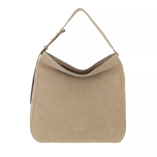 Coccinelle Handbag Suede Leather New Taupe Hobo Bag