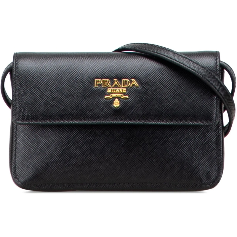Prada Schultertasche Saffiano Crossbody schwarz