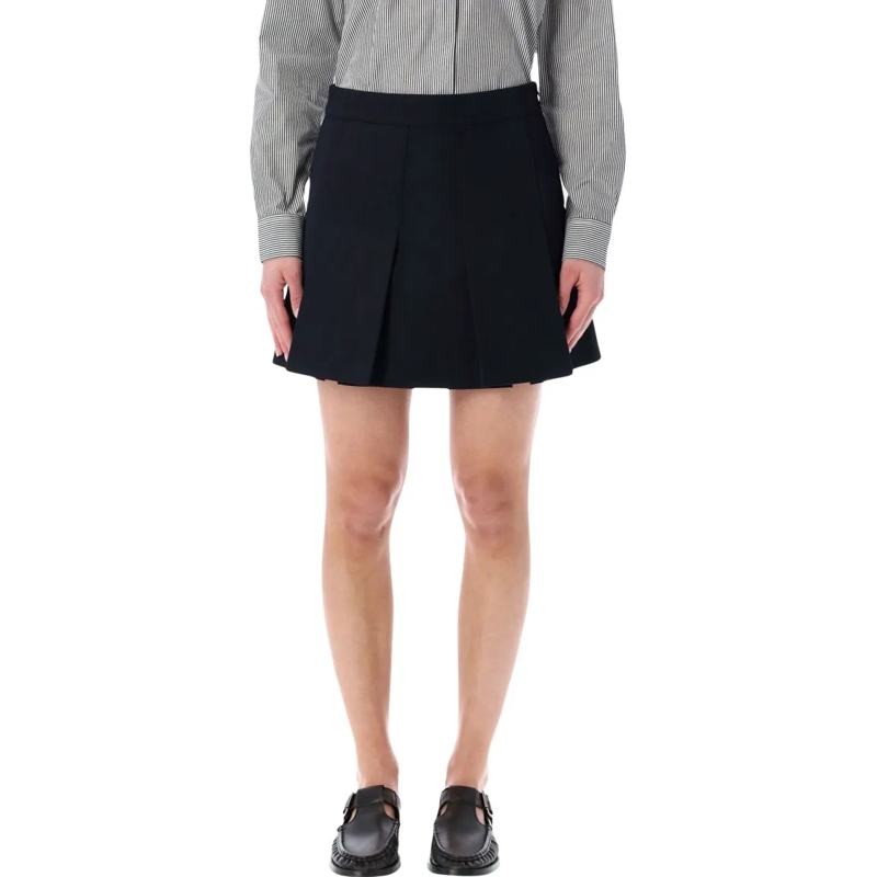 A.P.C. Minijupe Pleated Mini Skirt With Structured Fabric And Side Black